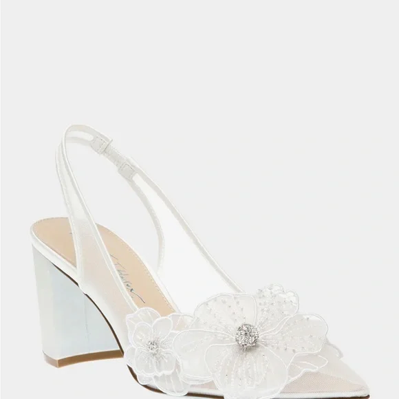 Blue by Betsey Johnson White Floral Heels - Picture 2 of 10